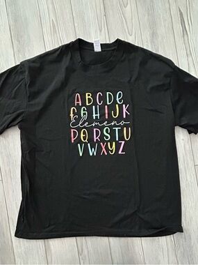 Black Alphabet Graphic Tee - Colorful Letters